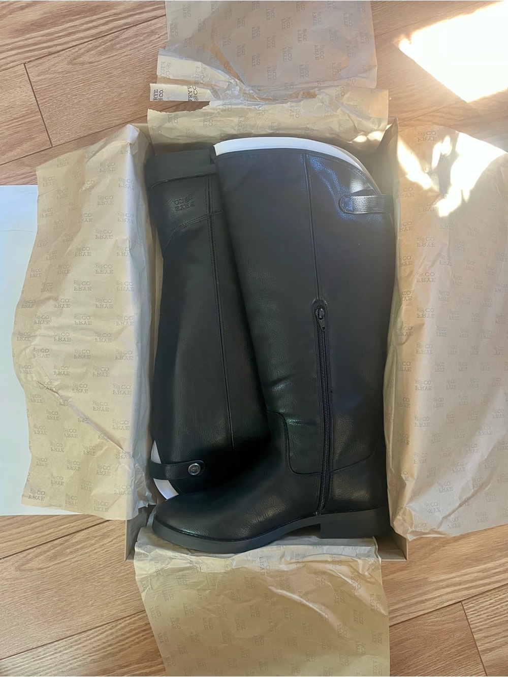 FRYE AND CO. Kellie Button Black Tall Vegan Leather Riding Boots